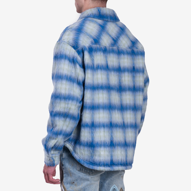 Mens Represent Clothing Textured Overshirt in Electric Blue