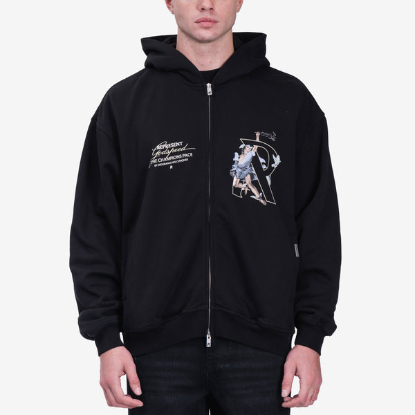 Mens Represent Clothing Hermes Zip Hoodie in Jet Black