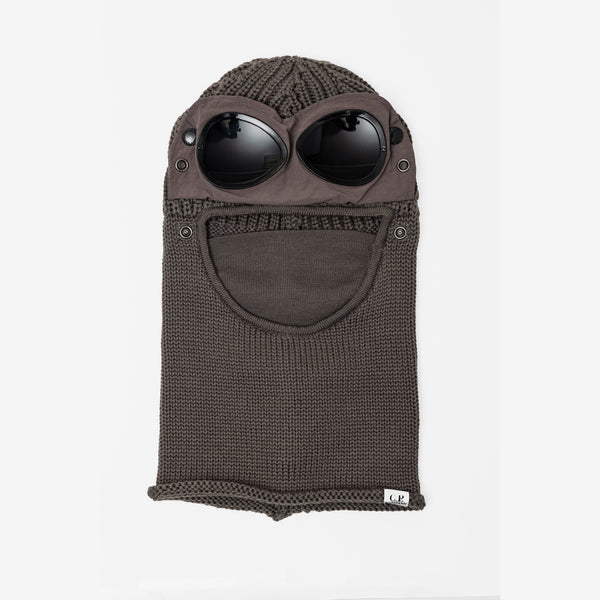 C.P. Company Mens Extra Fine Merino Wool Goggle Balaclava in Walnut