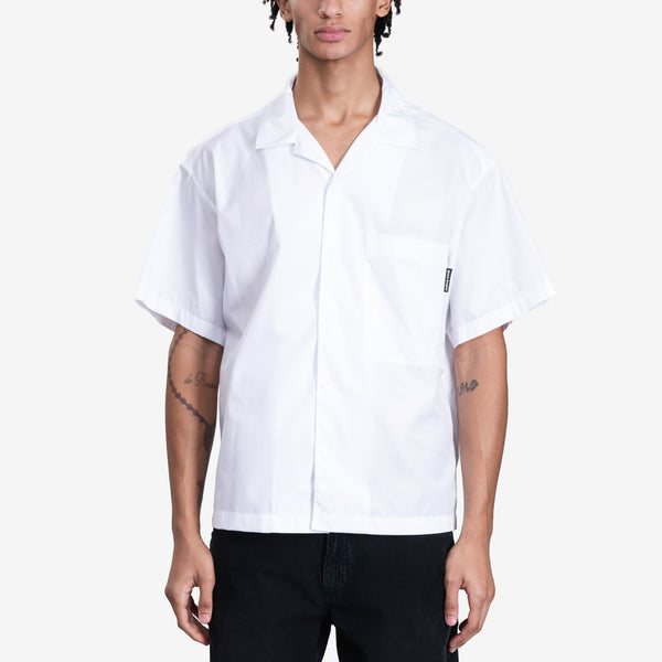 Mens Palm Angels Curved Logo SS Shirt in White