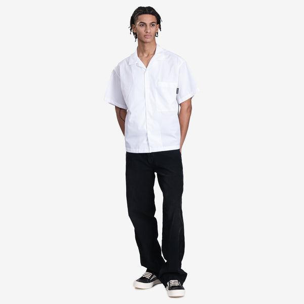 Mens Palm Angels Curved Logo SS Shirt in White