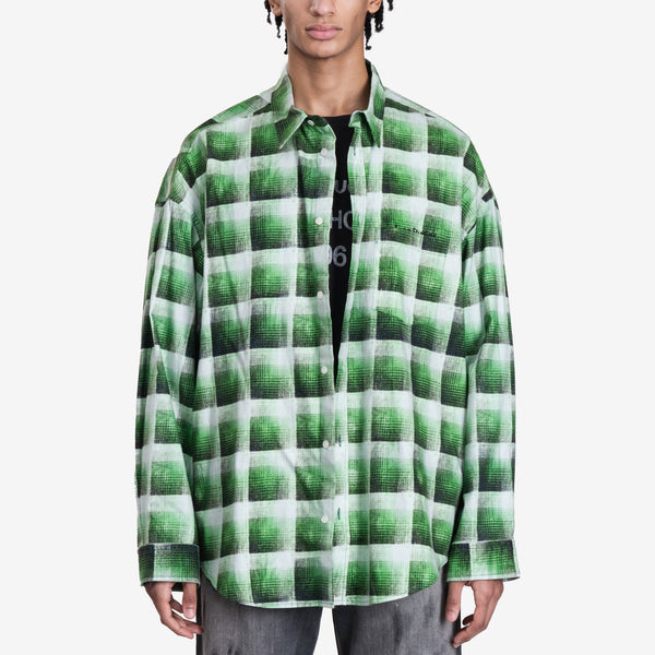 Mens Acne Studios Plaid Overshirt in Green