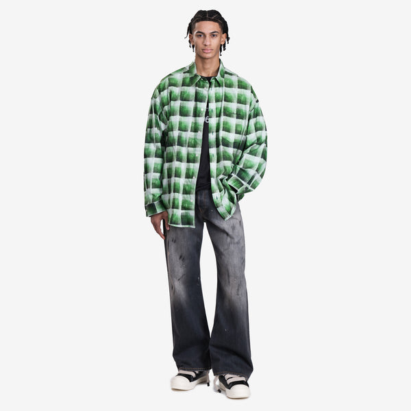 Mens Acne Studios Plaid Overshirt in Green