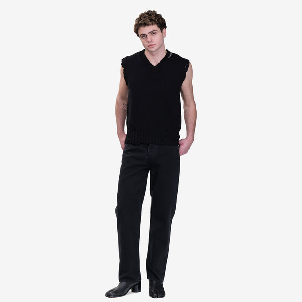 Mens MARNI Distressed Sweater Vest in Black