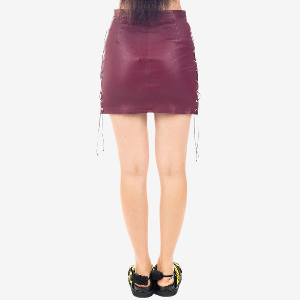 Unravel Project Ben Taverniti - Plonge Side Lace Up Skirt in Burgundy