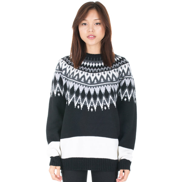 ON SALE : WHITE MOUNTAINEERING CHARCOAL/GRAY PARTTEN WOOL KNIT