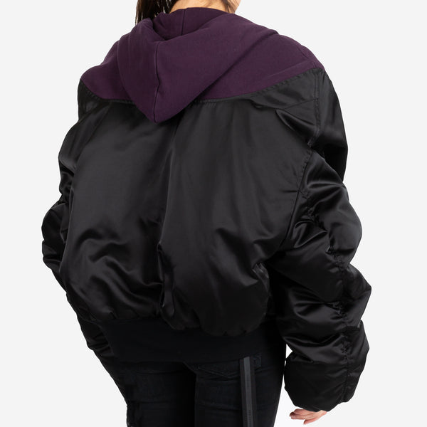 Unravel Project Ben Taverniti Nylon Hybrid Zip Hoody Bomber in Black