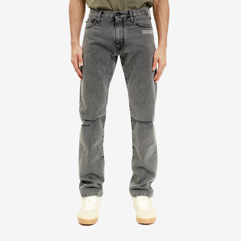 Off-White c/o Virgil Abloh Grey Baggy Hole Jeans in Gray