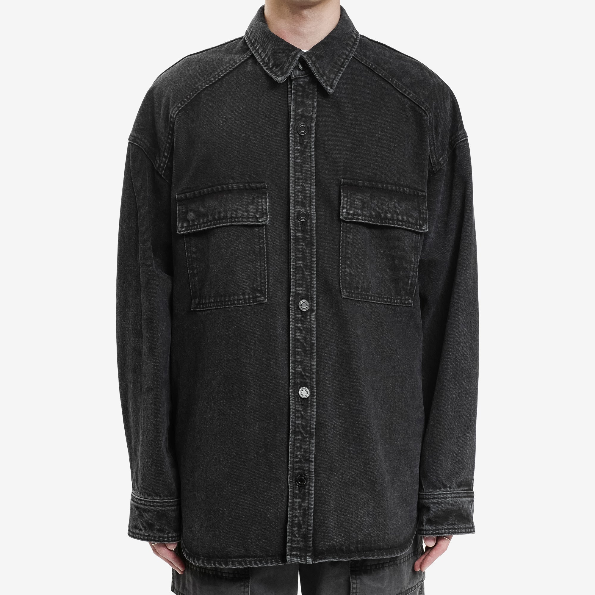 LANI'S General Store  Chirimen Rayon Open-collared Shirts Black