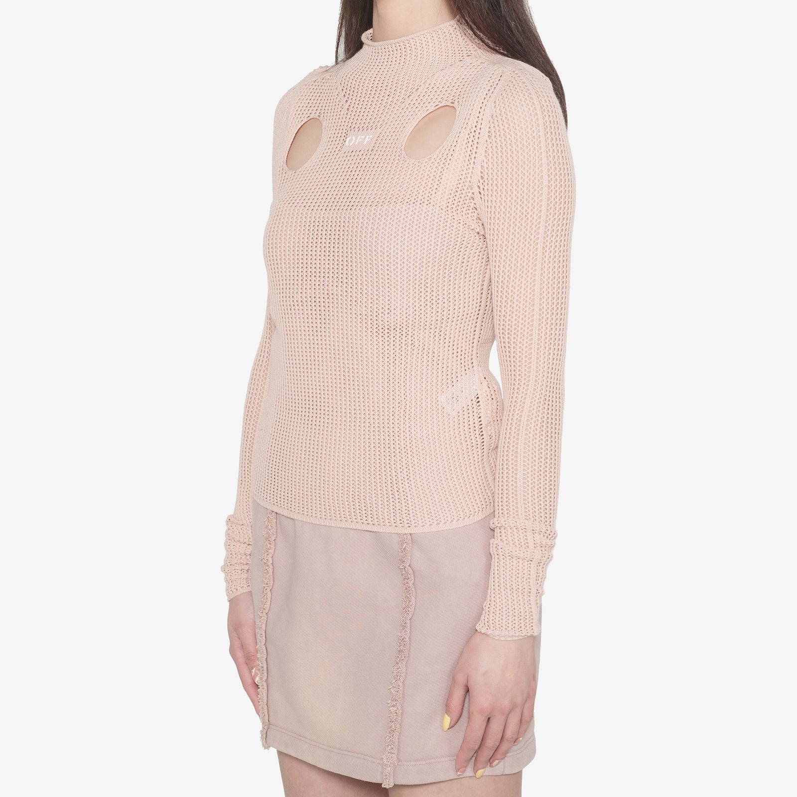 pimpandhost model ls Off-White Womens Holy LS Top in Nude