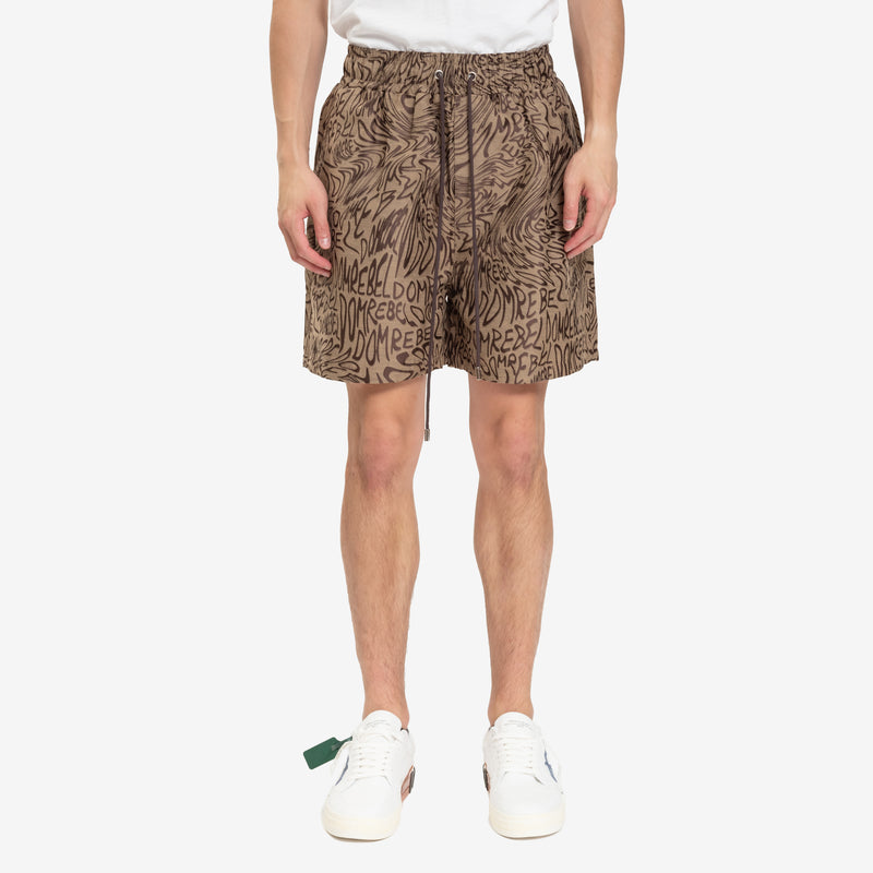 Dom Rebel - Wavy Jacquard Shorts in Beige