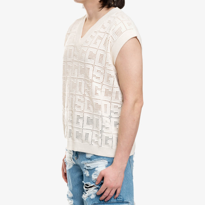 Monogram macramé knit vest - Gcds - Men