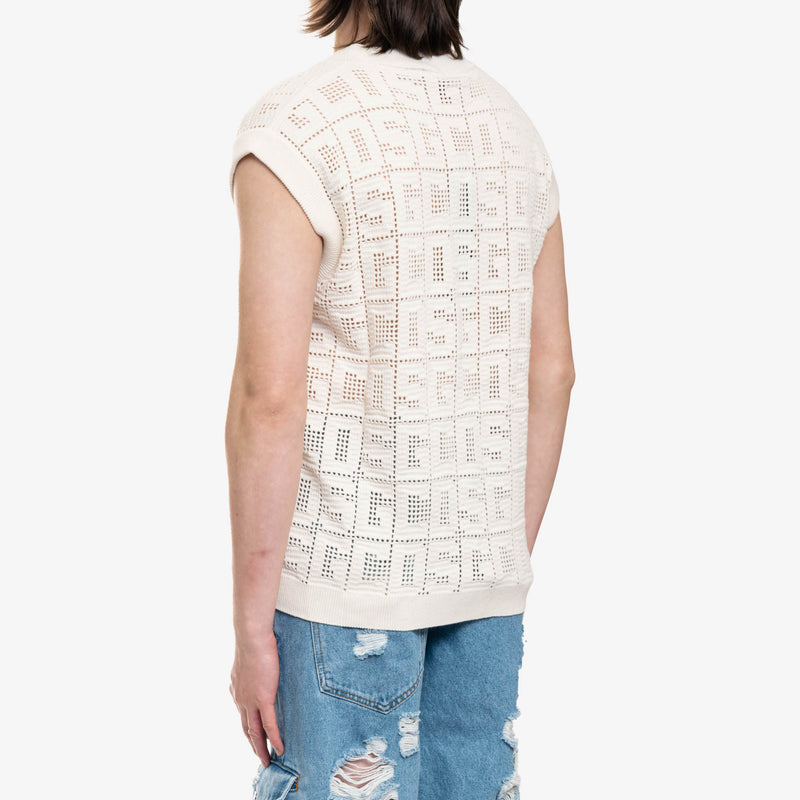 Monogram macramé knit vest - Gcds - Men